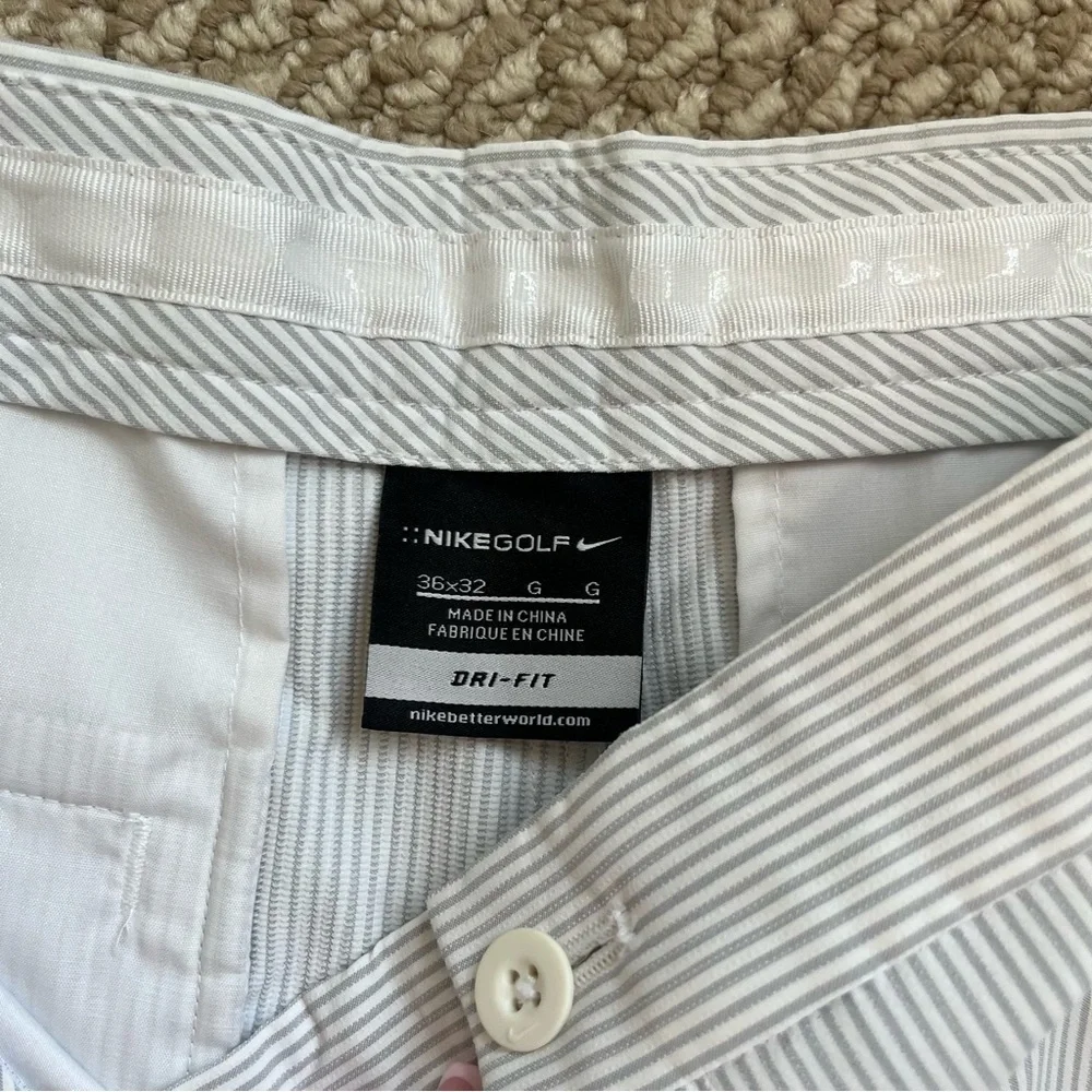 Nike Golf Dry Fit Pants 36/32 NWOT Gray White Stripe - Picture 6 of 9